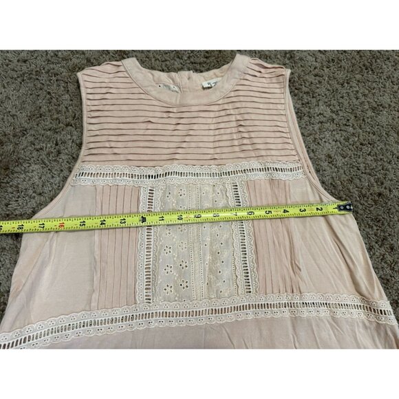 POL Sleeveless Blouse Top Pink Pleats Buttons Flowy Stretch Office Casual Boho M - Picture 7 of 8
